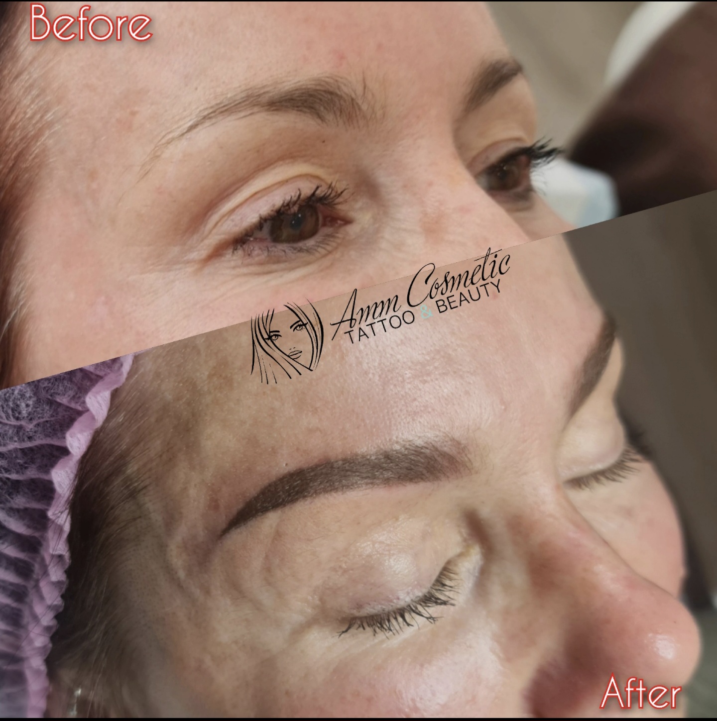 Brow tattoo before after