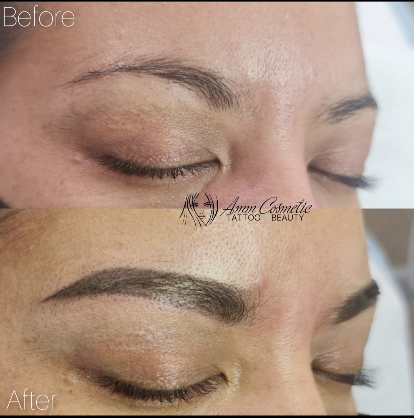 Cosmetic eyebrow tattoo result